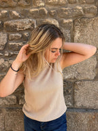 Top sans manches en maille col rond