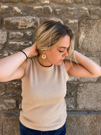 Top sans manches en maille col rond