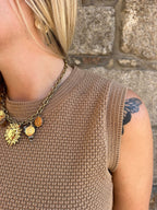 Top sans manches en maille col rond