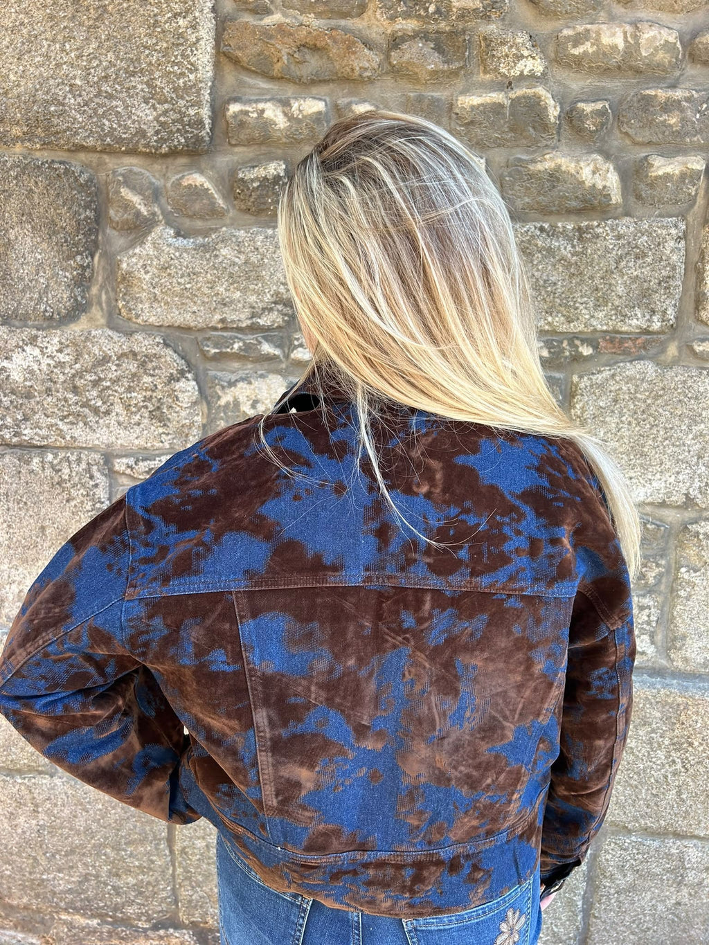 Veste en jean oversize effet velours tie & dye