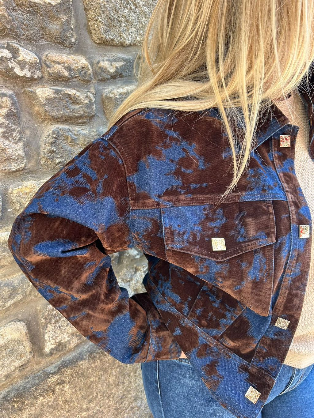 Veste en jean oversize effet velours tie & dye